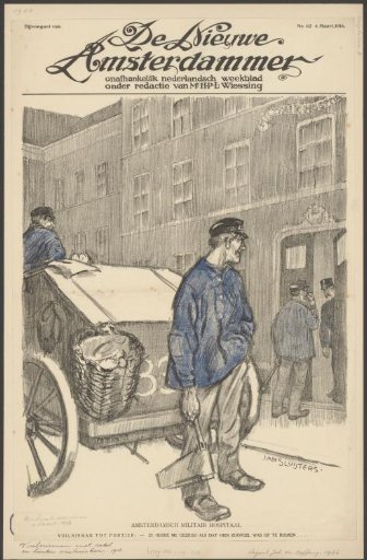 Garbage collectors halt at the military hospital in Amsterdam