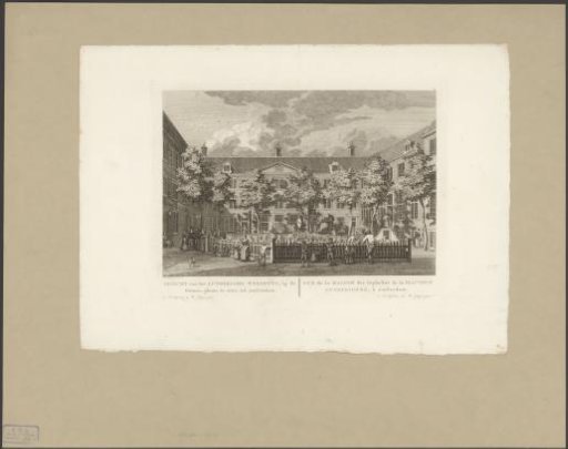 View of the courtyard of the Lutheran Deacon's Orphanage in Amsterdam