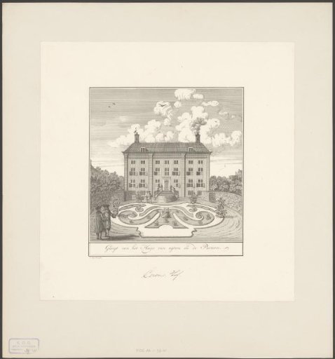 View of the rear facade and the parterre de broderie of the Corvershof in Amsterdam