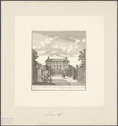 View of the rear facade and part of the garden of the Corvershof in Amsterdam