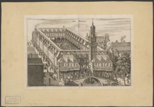 Aerial view of the Exchange of Hendrik de Keyser in Amsterdam, before 1668
