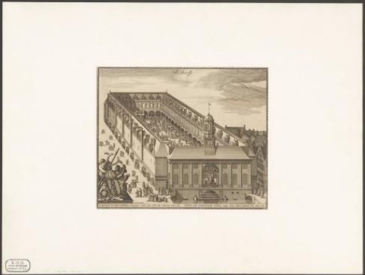 Bird's-eye view of the Beurs of Hendrik de Keyser in Amsterdam, after 1668