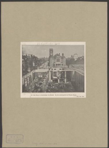 View of the Berlage Exchange and the demolition of the Zocher Exchange in Amsterdam