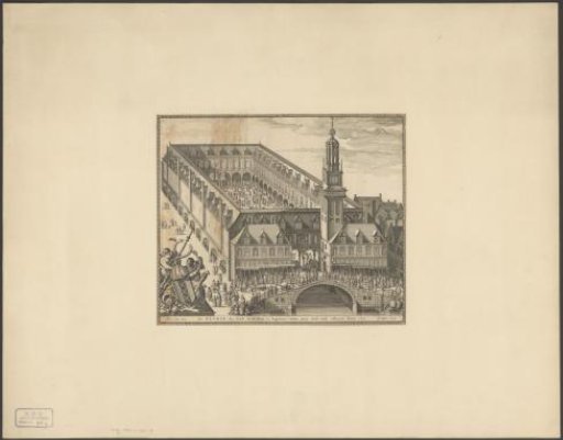Aerial view of the Exchange of Hendrik de Keyser in Amsterdam, before 1668