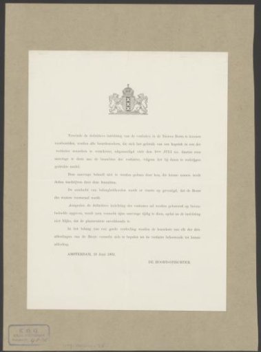 Request for the Provision of Coat Hooks in the Beurs van Berlage