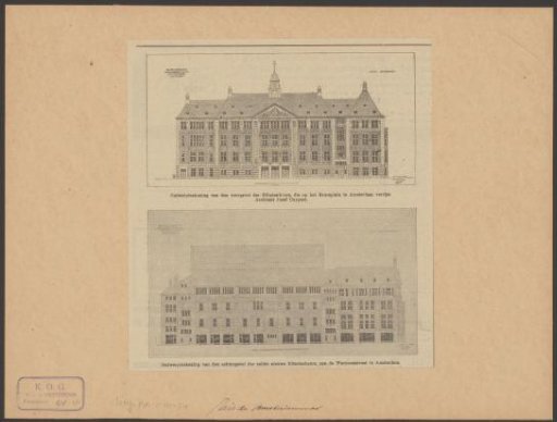 Design for the front and back facades of the Stock Exchange in Amsterdam