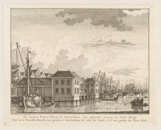 View of the Grain Exchange and the Old Bridge in Amsterdam