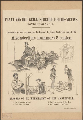 Four scenes of the weekly market on the Amstelveld in Amsterdam