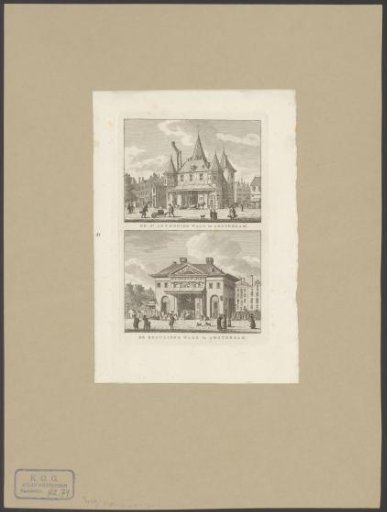 Two city views of Amsterdam: the Waag on the Nieuwmarkt and the Regulierswaag