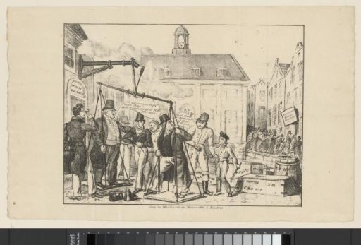 Satirical print on the fraud of the firm C. de Bruyn & Zonen, 1834