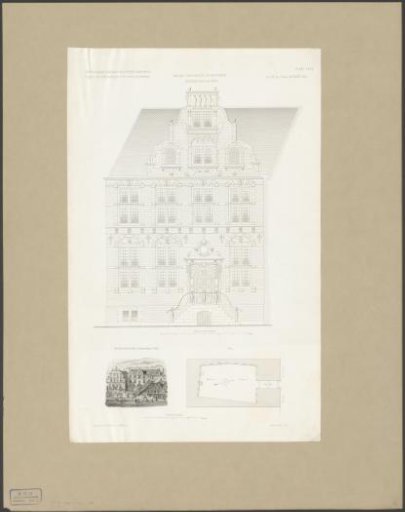 Facade and plan of the East India House in Amsterdam