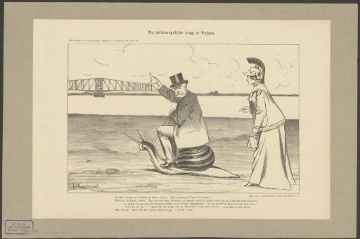 Johannes Christiaan de Marez Oyens rides a snail towards the Velsen railway bridge