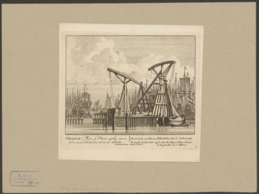 View of the two harbor or ship cranes in the IJ in Amsterdam