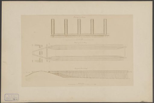 Photographic reproduction of top and side views of landing stages on the Westerdoksdijk in Amsterdam