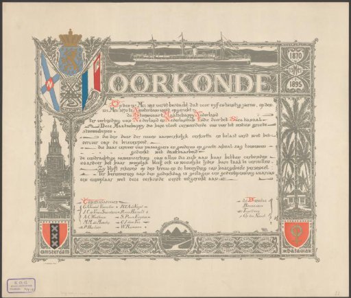 Charter on the occasion of the silver jubilee of the Stoomvaart-Maatschappij Nederland