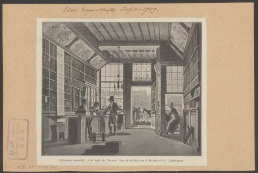 Interior of bookseller Pieter Meijer Warnars on the Vijgendam in Amsterdam