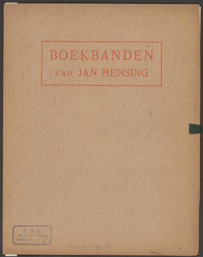 Cover for nine prints with bookbindings by Jan Mensing