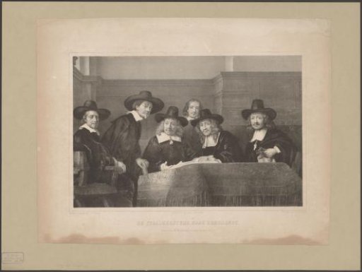 The standards of the Amsterdam cloth dyers' guild, known as 'The Staalmeesters'