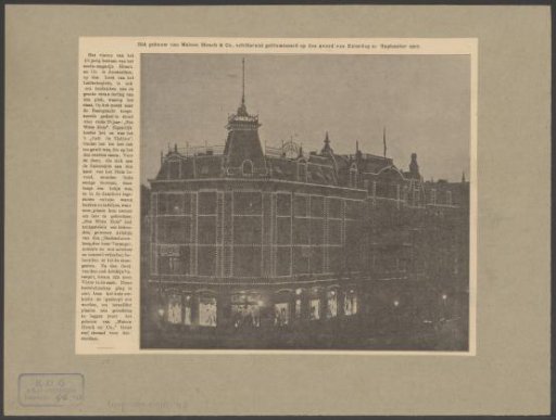 Illuminated building of Maison Hirsch & Cie, 1907