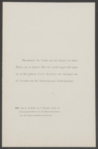 Announcement of a Meeting on the Occasion of the 250th Anniversary of Higher Education in Amsterdam