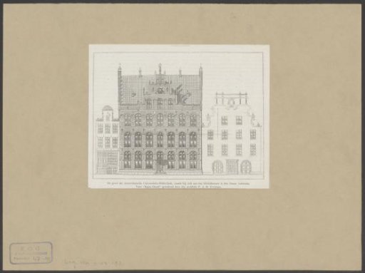 Front facades of the Handboogdoelen and the Militia Building in Amsterdam