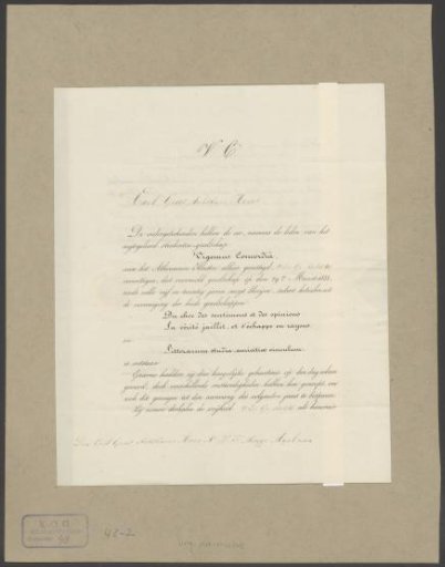 Invitation to a meal on the occasion of the silver jubilee of the student society Vigemus Concordia