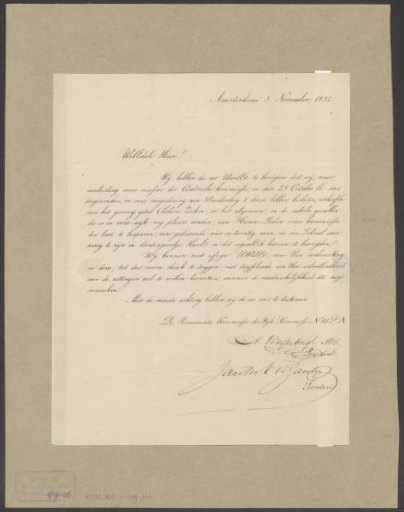 Notification of the suspension of the permanent cholera commission in Amsterdam