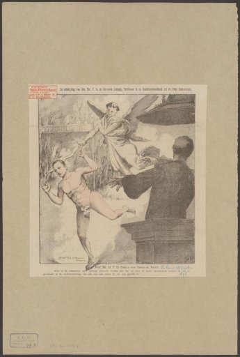 Alexander de Savornin Lohman as Adam being expelled from Paradise by Abraham Kuyper as an angel