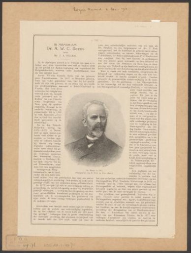 Article following the death of Anthonius Wilhelm Cornelis Berns
