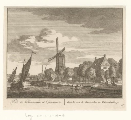 View of the Amstel near the run mill and calico printing works