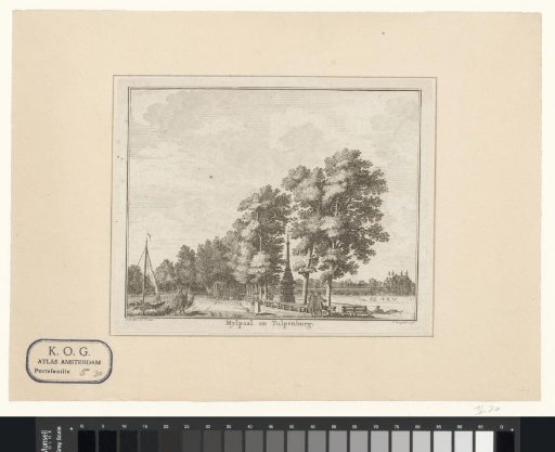 View of a milestone or boundary post and the farm Tulpenburg