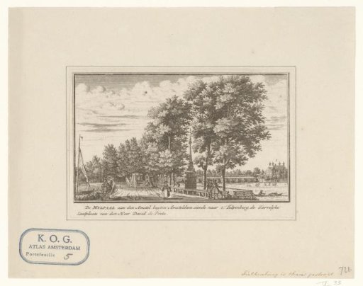 View of a milestone or boundary post and the farm Tulpenburg