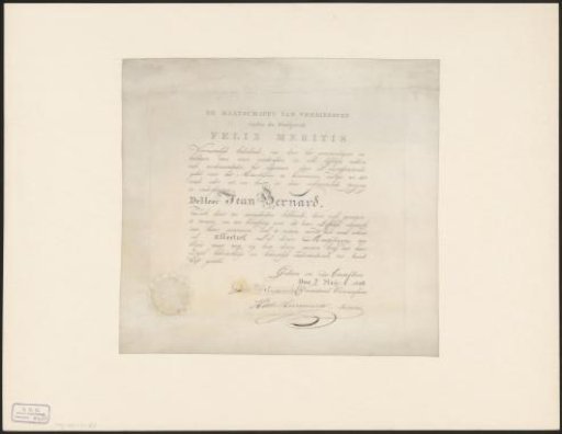 Active membership of Felix Meritis for Jean Bernard