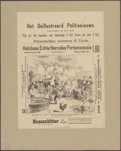 Satirical print on the visit of teachers to Artis