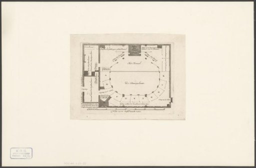 Plan of the hall and stage of the Amsterdam Schouwburg on the Keizersgracht in Amsterdam, 1665-1772