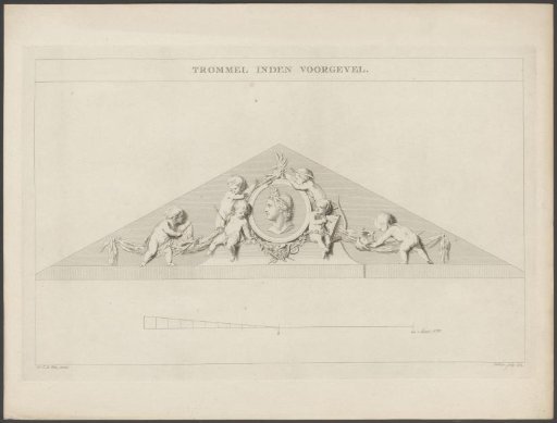 Pediment of the facade of the theatre at the Leidseplein in Amsterdam, 1774
