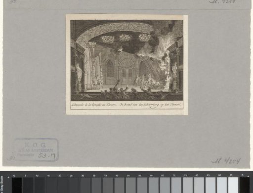 Scene of the theater on the Keizersgracht in Amsterdam at the outbreak of the fire, 1772