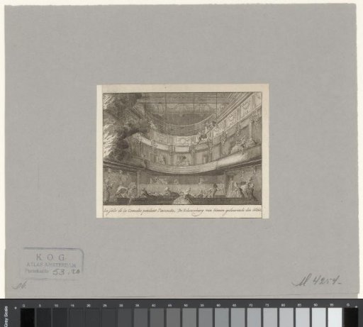 Hall of the theater on the Keizersgracht in Amsterdam at the outbreak of the fire, 1772