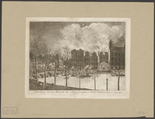 Fire of the theater on the Keizersgracht in Amsterdam, 1772