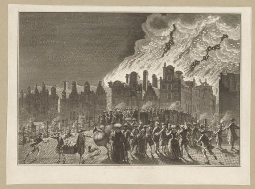 Fire at the Theatre on the Keizersgracht in Amsterdam, viewed from the Looierssluis, 1772