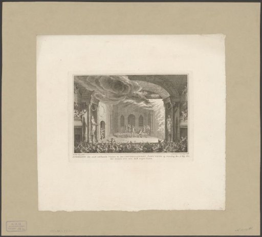 Stage of the Theatre on the Keizersgracht in Amsterdam at the outbreak of the fire, 1772