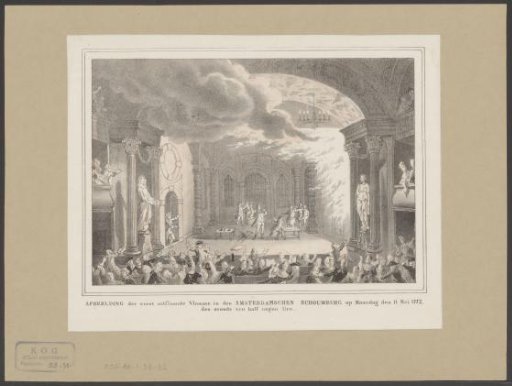 Stage of the Theatre on the Keizersgracht in Amsterdam at the outbreak of the fire, 1772