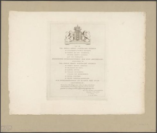 Dedication for the print series: Views of the Schouwburg in Amsterdam, 1774