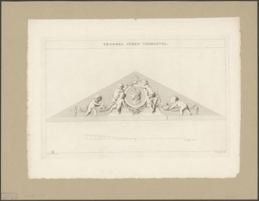 Pediment of the facade of the Schouwburg on the Leidseplein in Amsterdam, 1774
