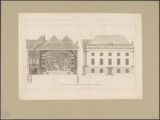 Stage and side facade of the Schouwburg on the Leidseplein in Amsterdam, 1774