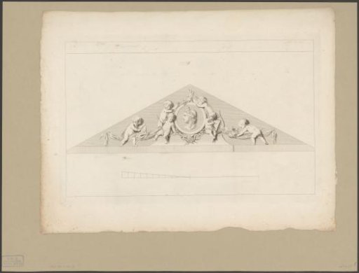 Pediment of the facade of the Schouwburg on the Leidseplein in Amsterdam, 1774