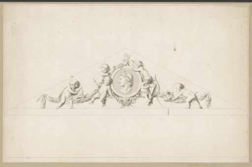Pediment of the facade of the Schouwburg on the Leidseplein in Amsterdam, 1774
