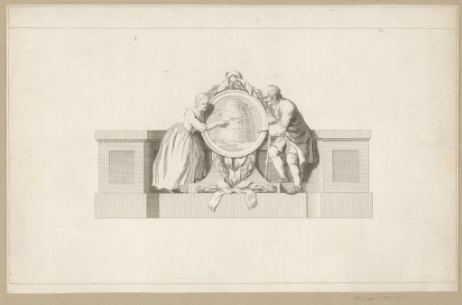 Sculpture of the side facades of the Schouwburg on the Leidseplein in Amsterdam, 1774