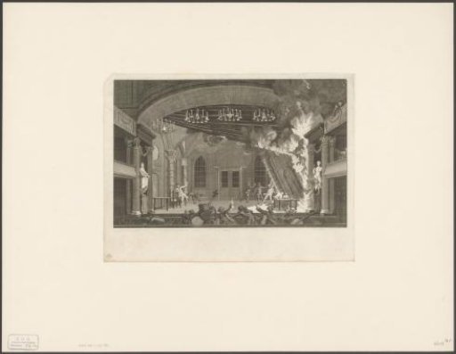 Stage of the theatre on the Keizersgracht in Amsterdam at the outbreak of the fire, 1772