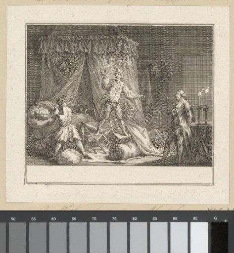 Scene from the play The Mathematicians, or the Fled Young Lady